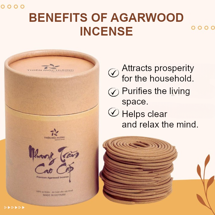 Natural Agarwood Coil Incense 40 Coils Soft Scent 5 cm