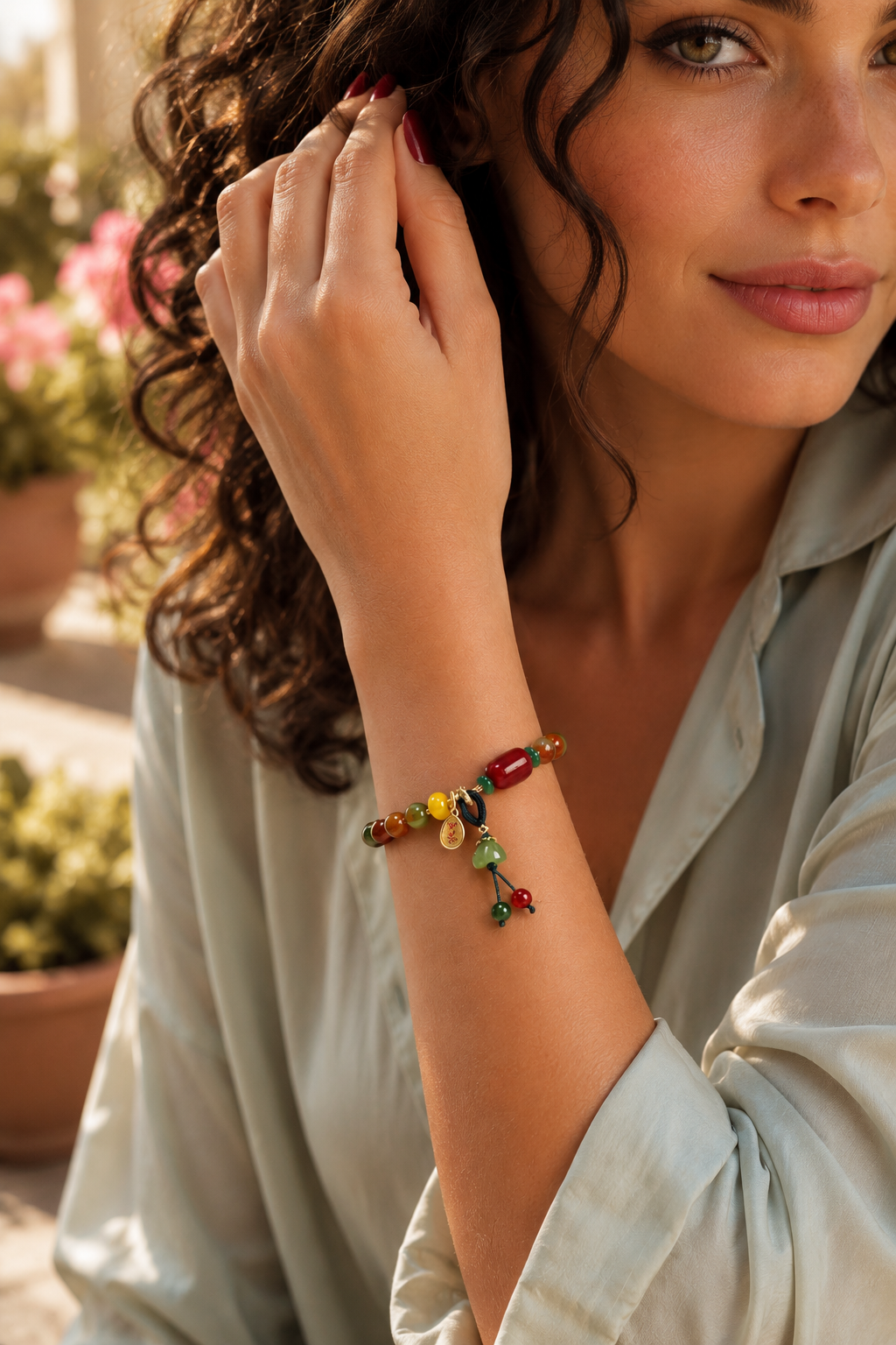 Bijou féminin en pierres naturelles pensé pour apporter une touche colorée, douce et symbolique au poignet.