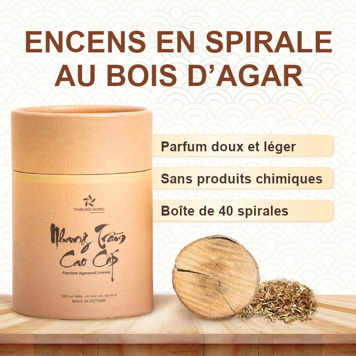 Boîte de spirales d’encens au bois d’agar, format pratique pour un usage quotidien.