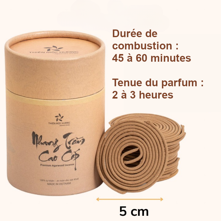 Encens en spirale au bois d’agar, senteur naturelle sans parfum de synthèse ajouté.