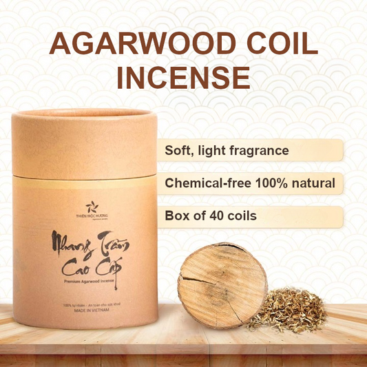 Natural Agarwood Coil Incense 40 Coils Soft Scent 5 cm
