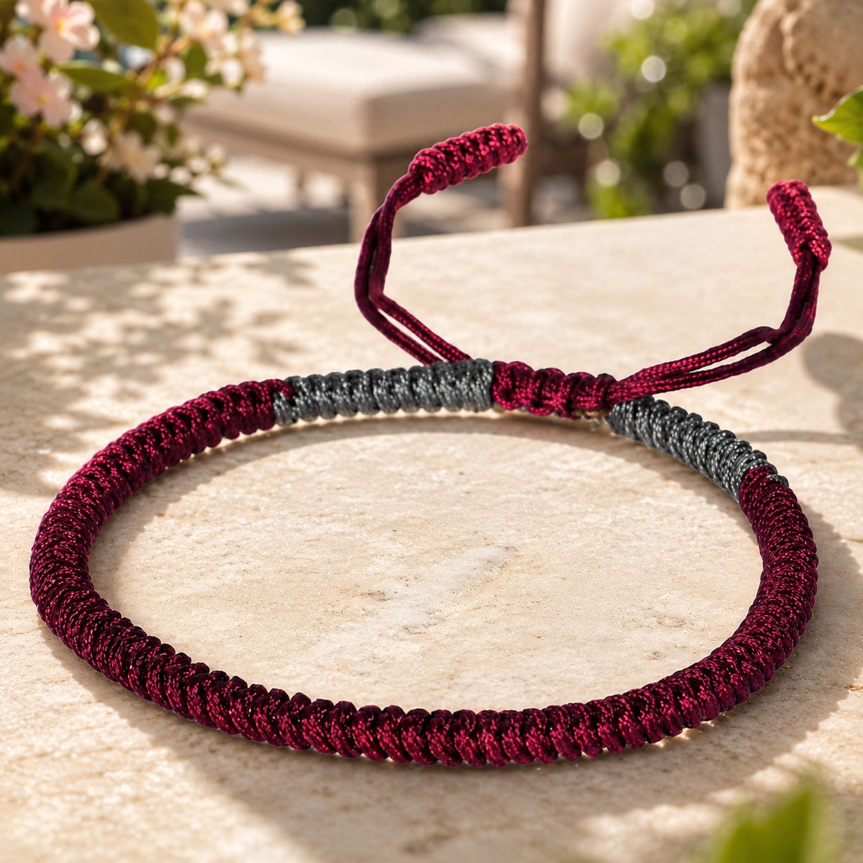 Ensemble de bracelets ajustables avec glissières en macramé, facile à resserrer selon le poignet.