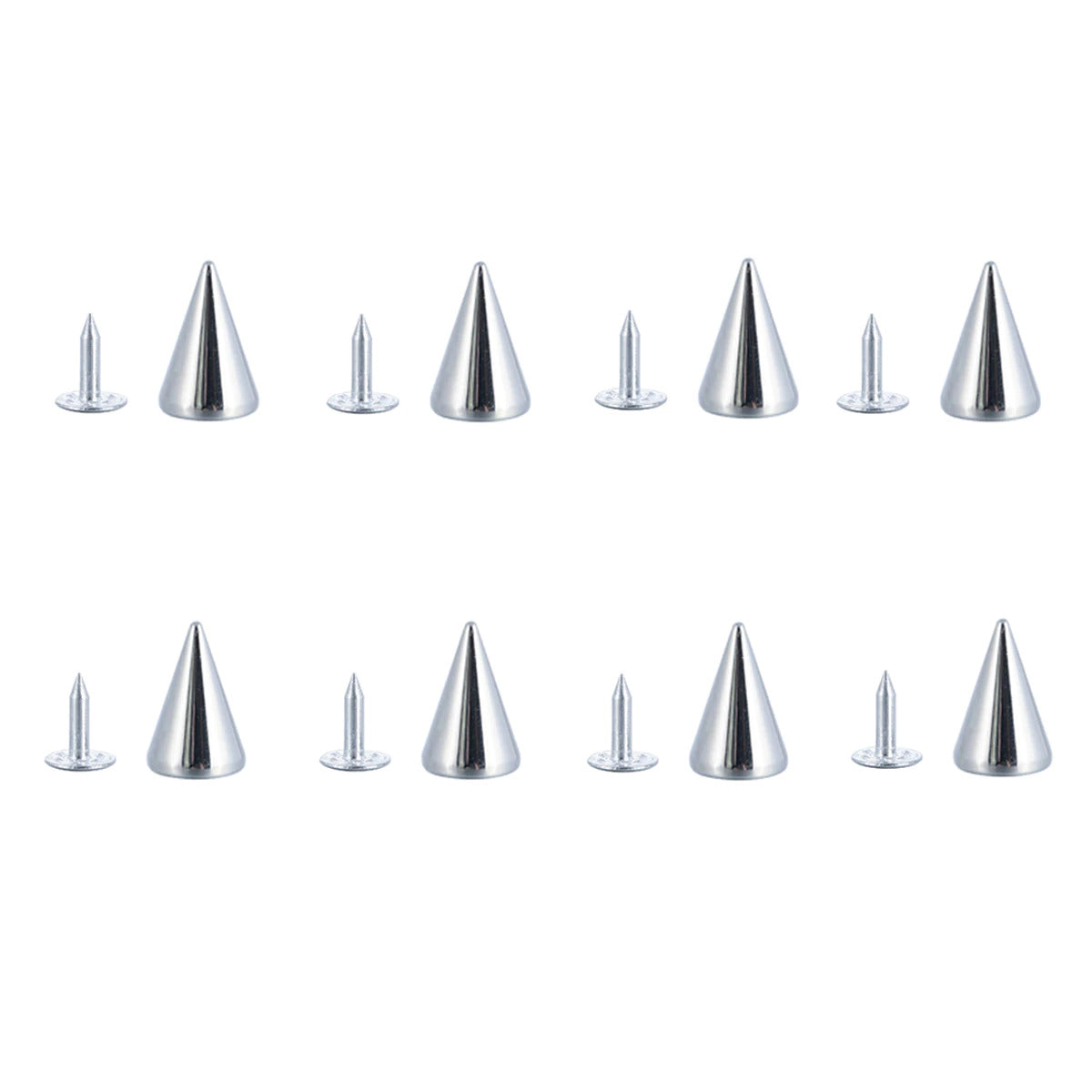 Détails des pointes en acier coniques pour les bracelets Gothiques et Punk, couleur argenté.