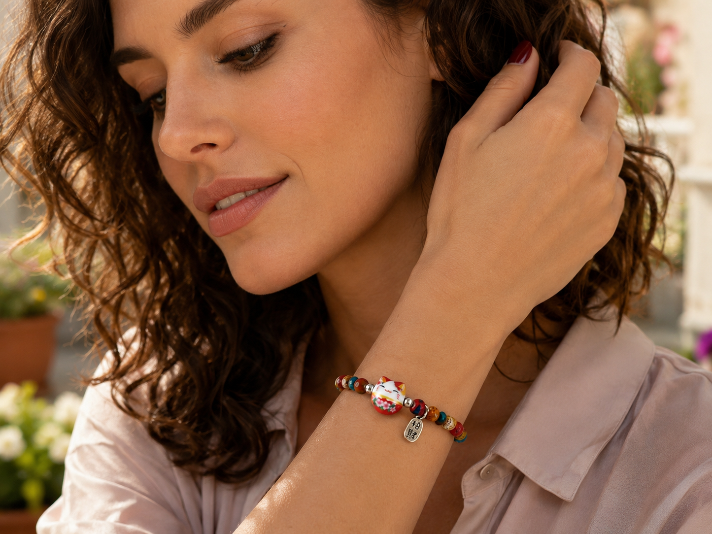 Bracelet chat porte-bonheur japonais Maneki Neko